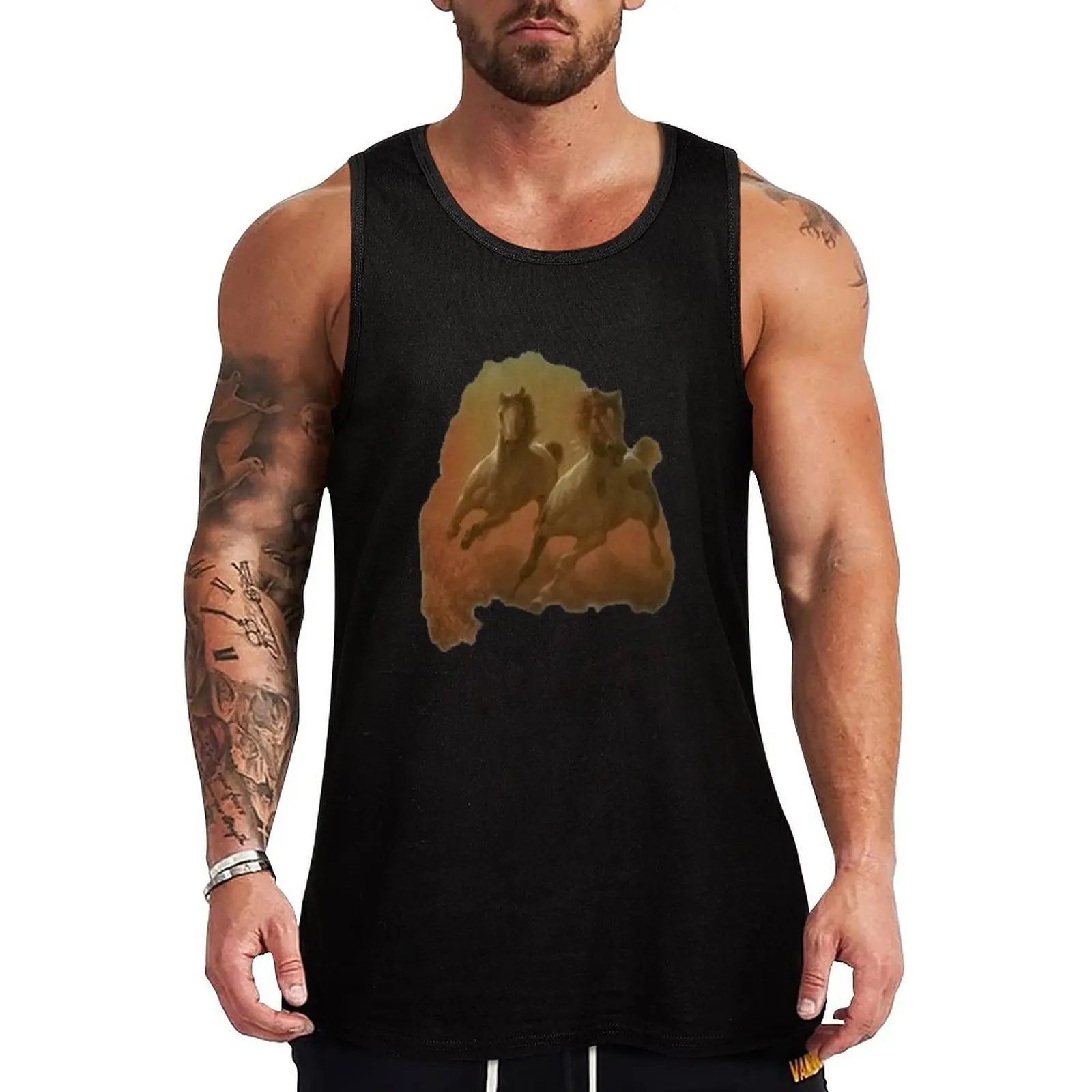 

Galloping Horses Shirt Tank Top Gym T-shirts for men gym shirt man Man sleeveless shirt cool things