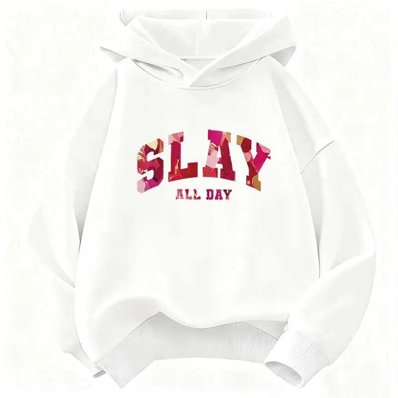 Y2k Slay All Day Letter 프린트 키즈 후드티 아동용 스웨트셔츠 후디 소년 소녀 캐주얼 후드 힙합 의류