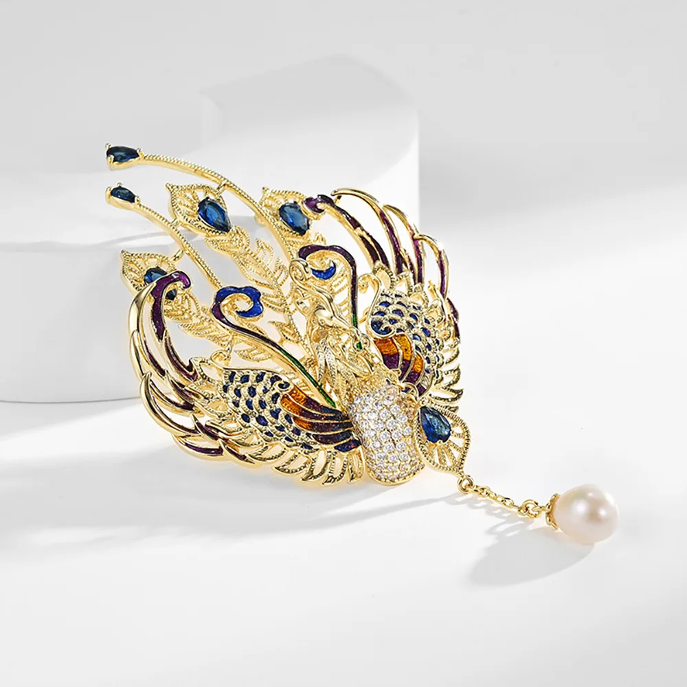 100% Silver Peacock Brooch Pin For Women With Nano Stones Designer Luxury Jewelry High Quality Trending Gift
