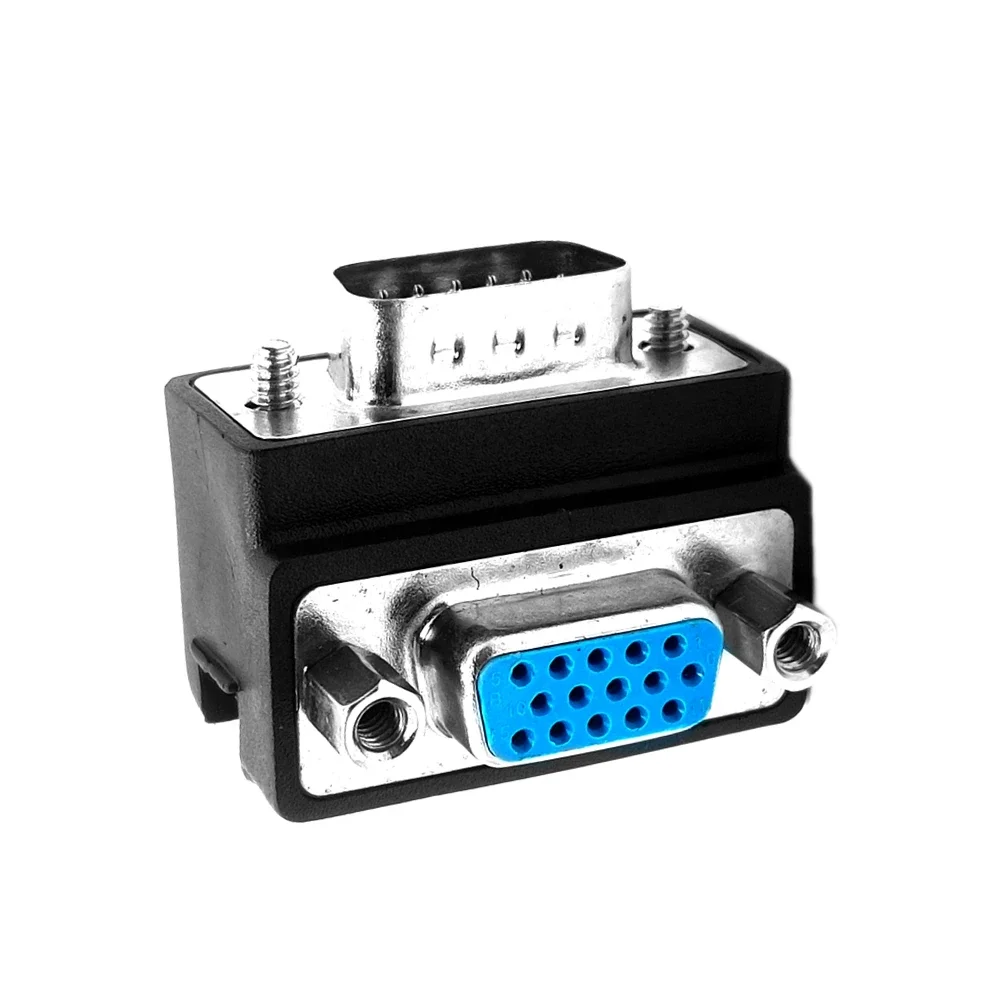 1 Pieces 90° Down Right Angled VGA SVGA Plug To VGA 15Pin Female Monitor Adapter For PC Laptop TV