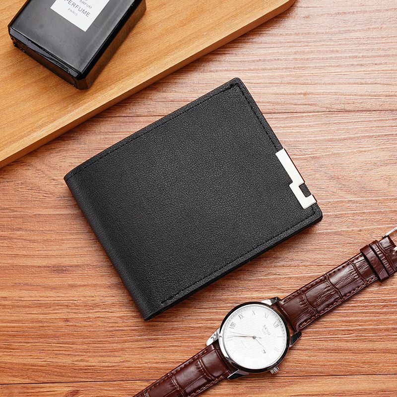 Slim Men's Short Wallets Leather Business Ultra Thin Minimalist Bifold Credit Card Holder Wallet Youth Money Clip Purse Cartera