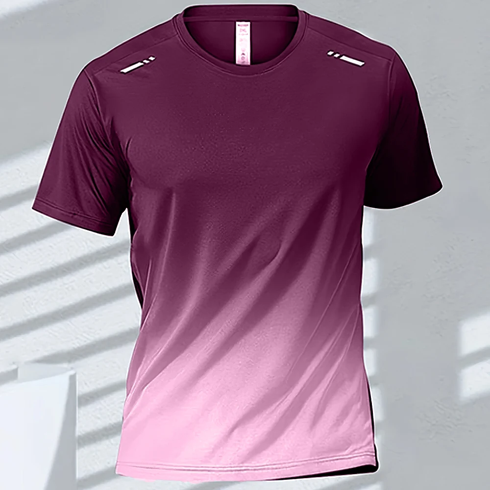 thumbnail image 1 of Camisetas para hombre Camiseta deportiva Camisetas de manga corta con degradado de secado rápido Entrenamiento al aire libre Entrenamiento de baloncesto Ropa para correr para hombre, 1 of 5