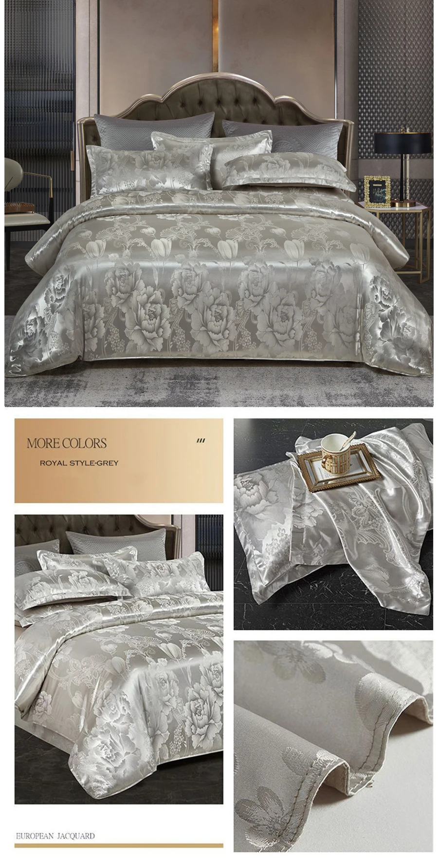 European Luxury Satin Rayon Jacquard Duvet Cover 220x240 2 People Double Bed Quilt Cover Bedding Set Queen King Size Comforter