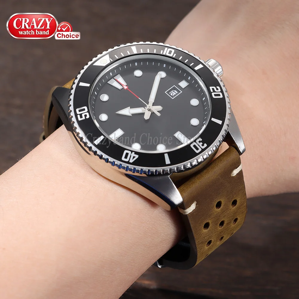 Elegant Handmade Leather Watch Band - Premium Cowhide in Brown & Black