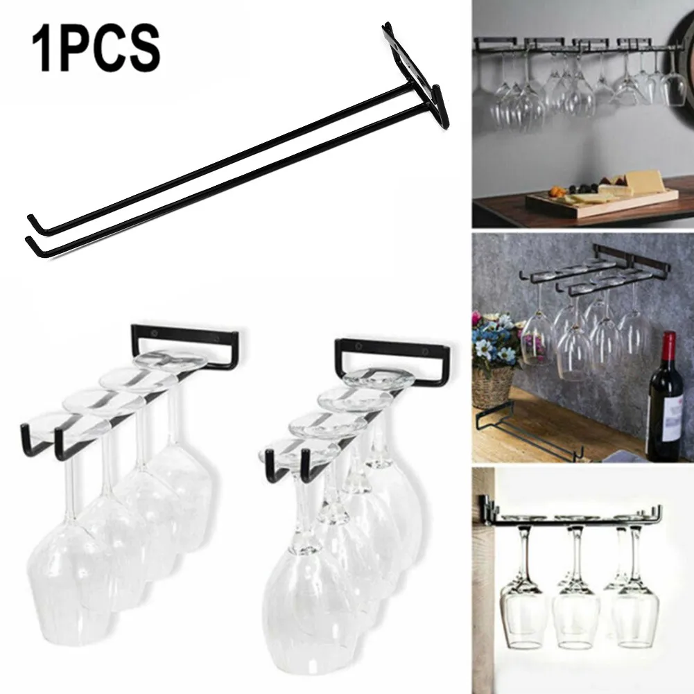 

1/2Pcs Iron Wine Rack Wine Glass Cup Holder Simple Upside-down Hanging Rack Storage Counter Bar Home Wall Mounted