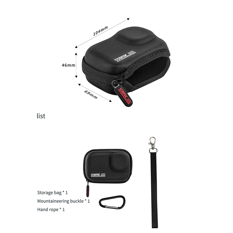 STARTRC 미니 스트로리지 백, DJI 액션 4, 오스모 액션 3, 인스타 360 GO3, 고프로 스포츠 카메라 액세서리, PU 가죽 하드 보관 케이스