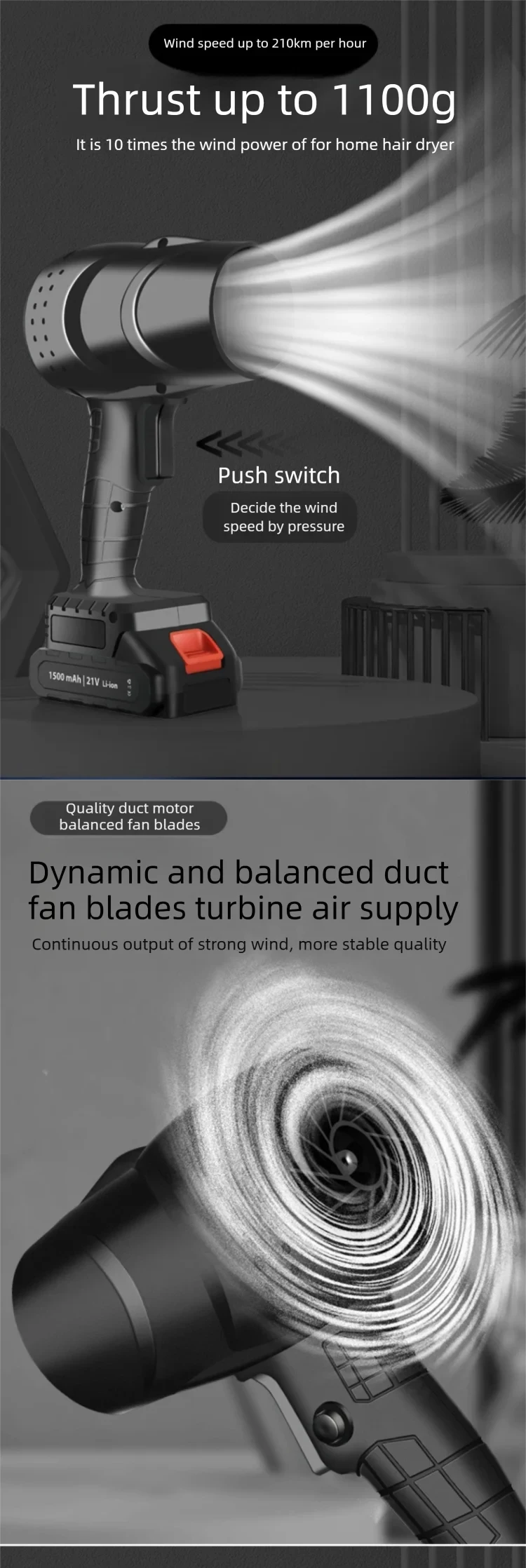 JH Wireless Powerful Air Blower Leaf Blower Portable Fan Air Blowers Super Power