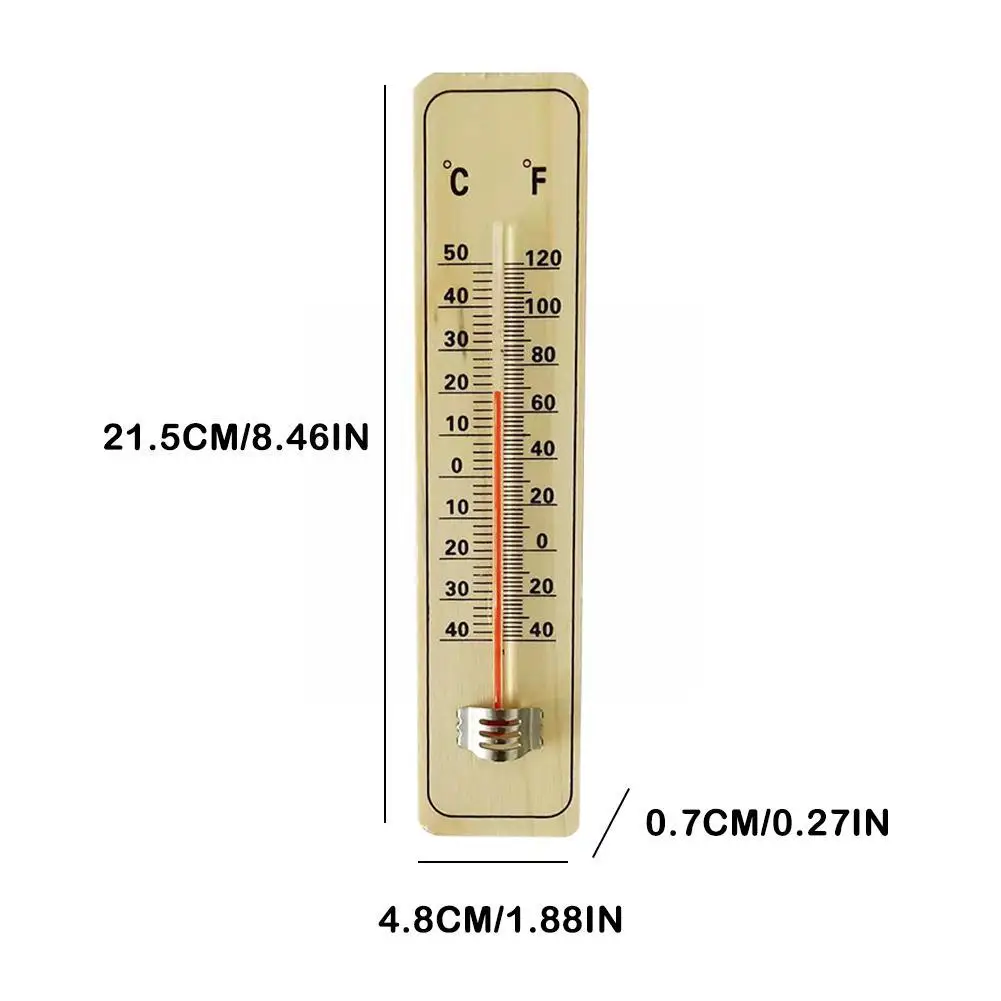 1pcs Wood Wall Hang Thermometer Indoor Outdoor Logger Meter Garden