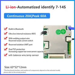 Advanced Smart Battery Management System - Automized Identification for Lithium Batteries, 20A/30A, LFP/NMC (7 - 14S 3.7V NMC 20A)