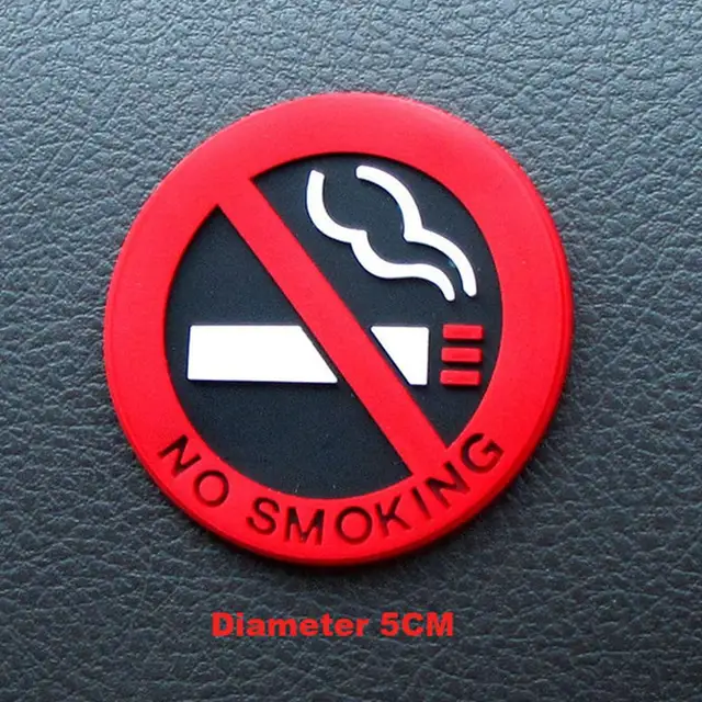 No Smoking Car Stickers Silica Gel Styling Round Red Sign Vinyl Self Adhesive Sticker Decal Universal Auto Interior Accessories