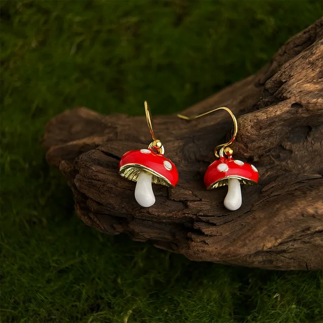 XIYANIKE Sweet Cute Red Mushroom Drop Dangle Earrings For Women Girl Fashion New Handmade Jewelry Gift Party Music Festival