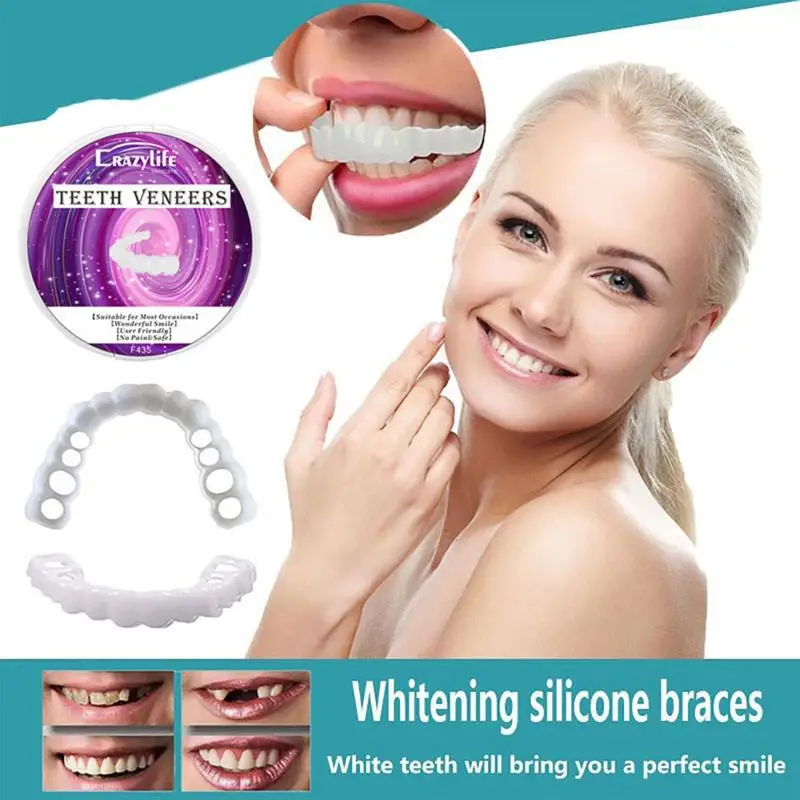 

1 Pair Snap On Teeth Veneers For Men Women Instant Smiling Veneer Whitening Tooth Denture Braces Teeth Natural Fake Teeth
