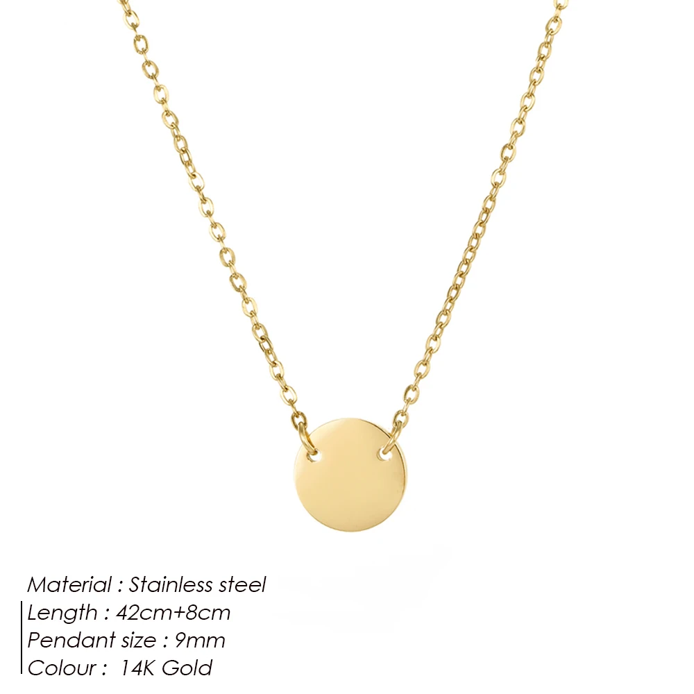 St-Delan 9mm Doppelseitige Runde Scheiben-Anhänger-Halskette aus Edelstahl, Zierliche Einfache Choker-Halskette, Verstellbarer Schmuck – Detail 8