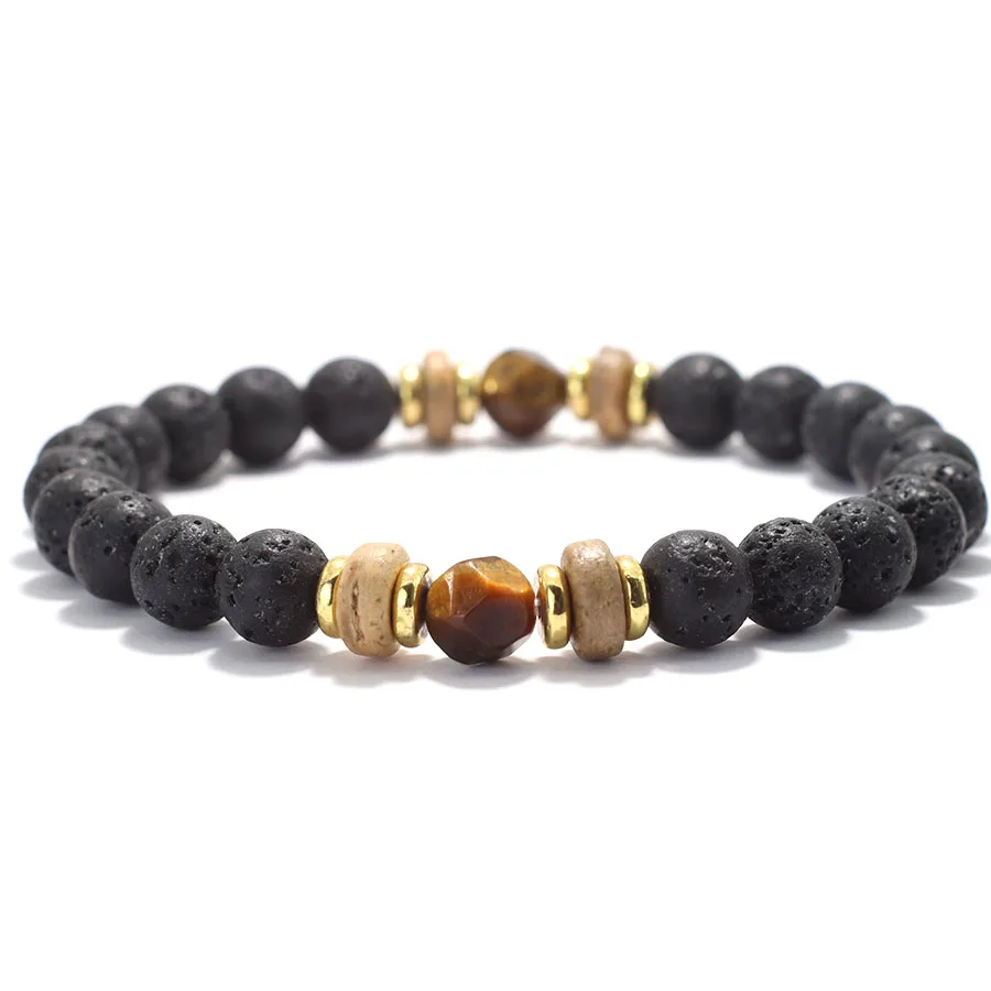 Men Natural Stone Handcrafted Tiger Eyes Beads Bracelet