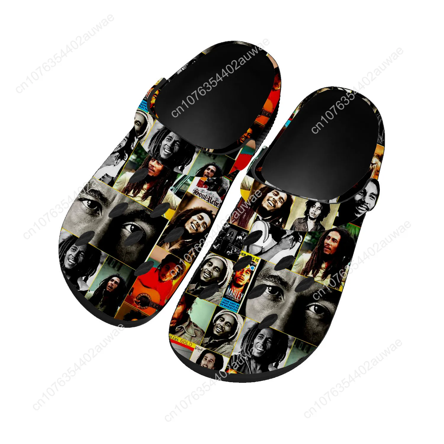 Legend Bob Marley Reggae Rasta Home Clogs Custom Water Shoes Mens Womens Teenager Sandals Garden Clog Breathable Hole Slippers