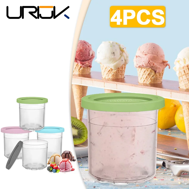 4Pcs Ice Cream Pints Cups For NINJA- CREAMI NC299AMZ/NC300s Series Ice Cream  Maker Replacements Storage Jar With Sealing Lids - AliExpress
