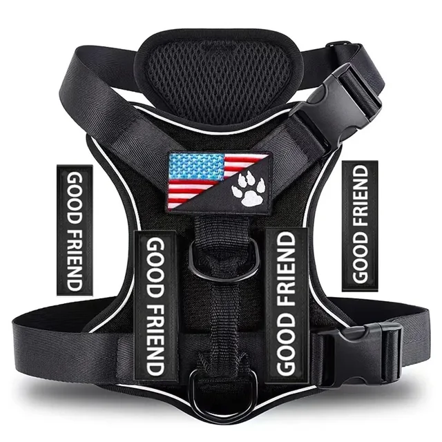 S1b43bf6dc117459daa0e17aed2710168D.jpg Dog Harness, Reflective Dog Vest Harness With 5PCS Patches, Adjustable Soft Oxford Pet Harness, Inner Layer Mesh, Easy T