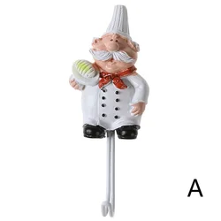 Charming Chef Cartoon Kitchen Utensil Wall Hooks & Storage Rack (A)