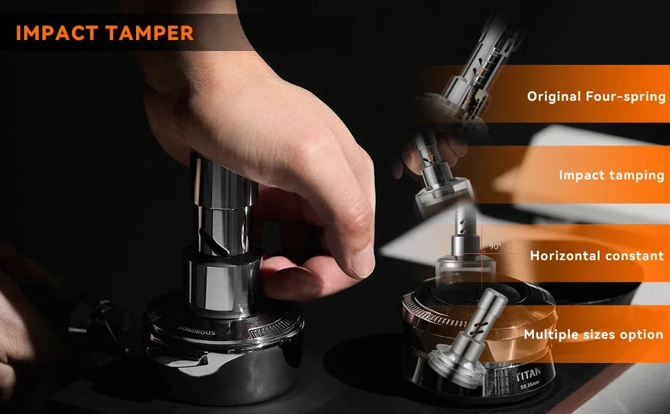 Description Picture 2 of itemMUVNA V2 Espresso Tamper, 30lbs pressure Spring-loaded Coffee Tamper,Stainless Steel Gravity Adaptive Height Distributor New Set