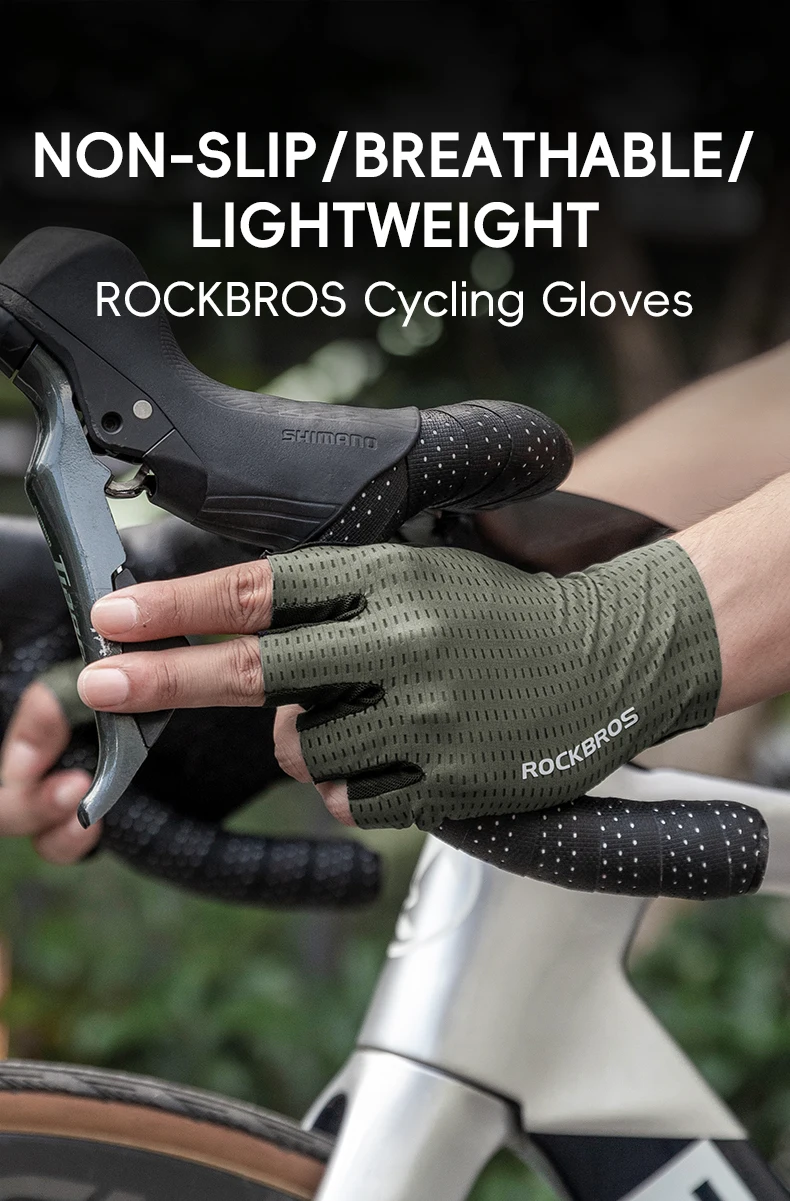 ROCKBROS Fahrradhandschuhe Halbfinger MTB Fahrradhandschuhe rutschfeste stoßdämpfende atmungsaktive Handschuhe Sommershorts Handschuhe – Detail 1