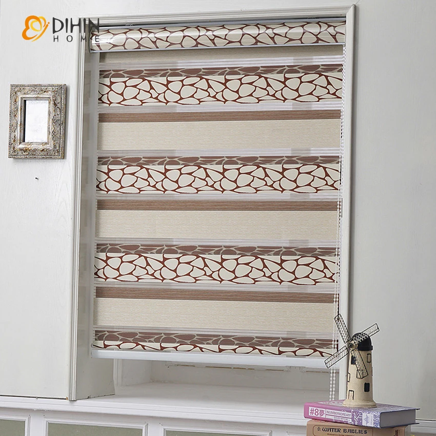 Modern Cobblestone Pattern Blackout Zebra Blinds Thickening Roller Shutter Double Layer Shade Cut to Sizes |