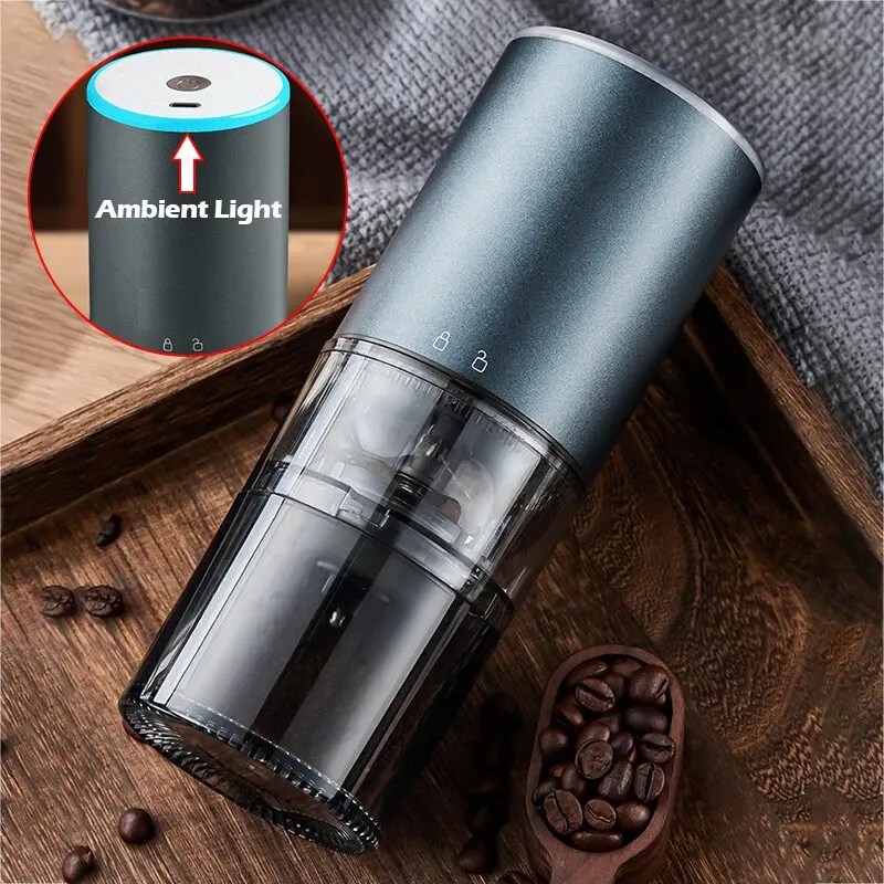 Electric Coffee Grinder LED Display Baking Paint Pulverizer Black Pepper Grinder Rechargeable Portable Automatic Machine