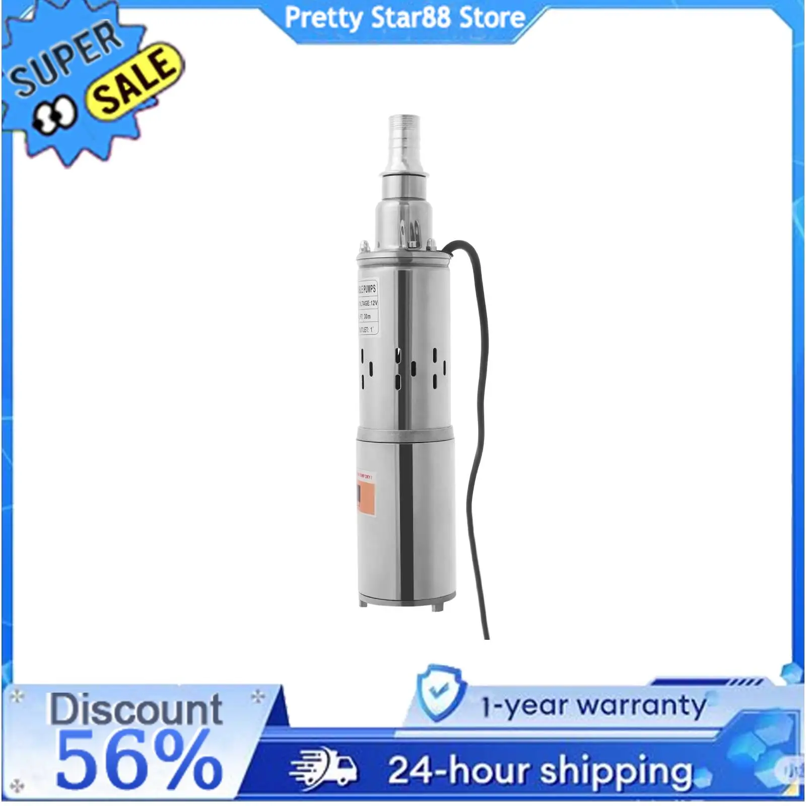 Pompe à eau Submersible 180W, économie d'énergie, débit maximum 12V, 1,2 m3/H, pompe de puits profond, outil de pompage puissant, longueur de fil de 17M