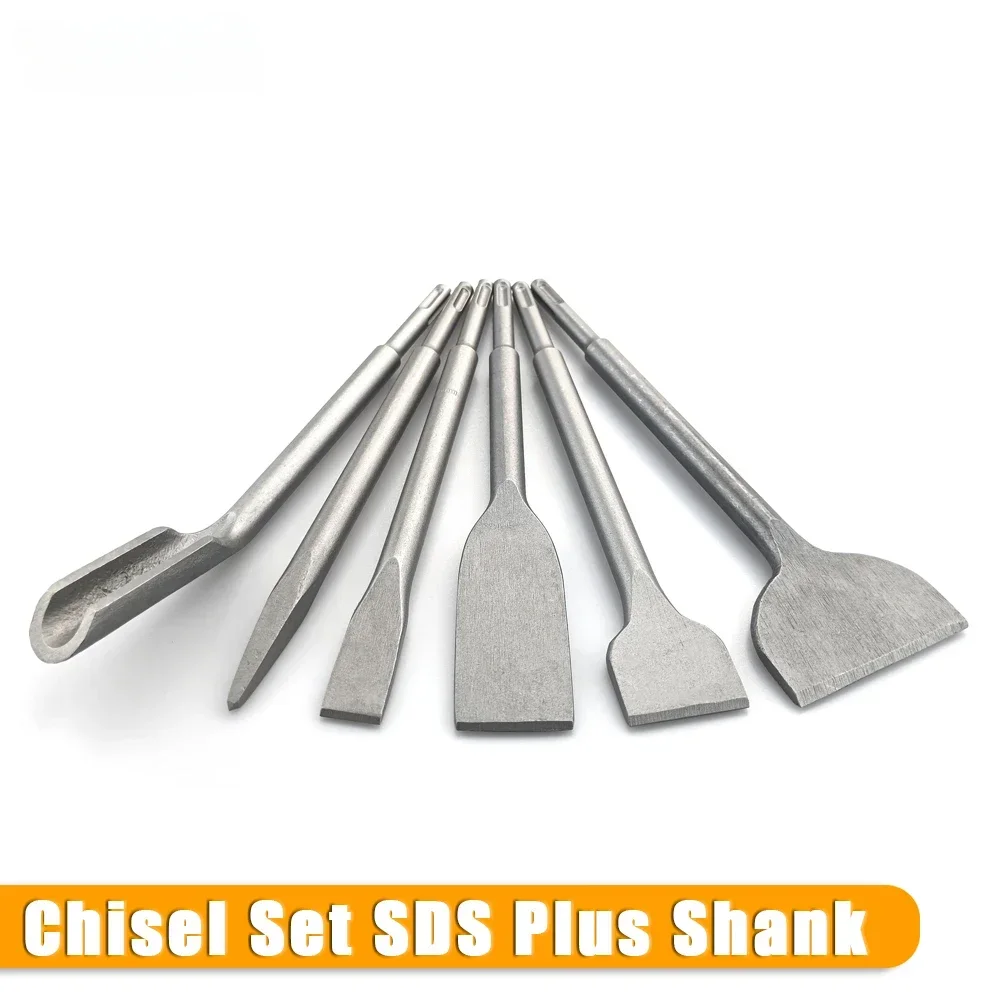 Shank Wall Flat Bit Drill Electric Masonry Hammer Groove Brick Plus Point 6Pcs For Tools Set Rock Concrete Gouge Chisel SDS electric pick flower hammer gouge flat chisel electric hammer drill bit stone slab concrete viaduct wall cement pavement chisel