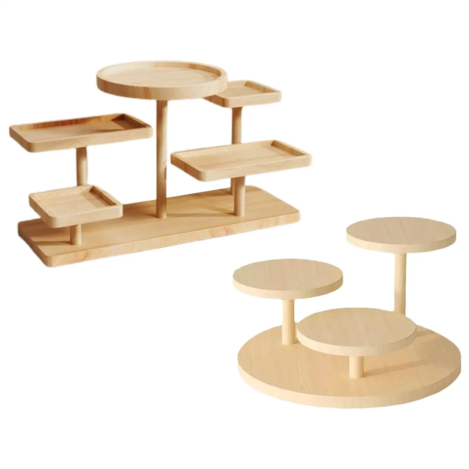Holder Statue Dessert Collectibles Display Decor Wooden Multi Layer Display Rack for Desktop Livingroom Party Home Restaurant
