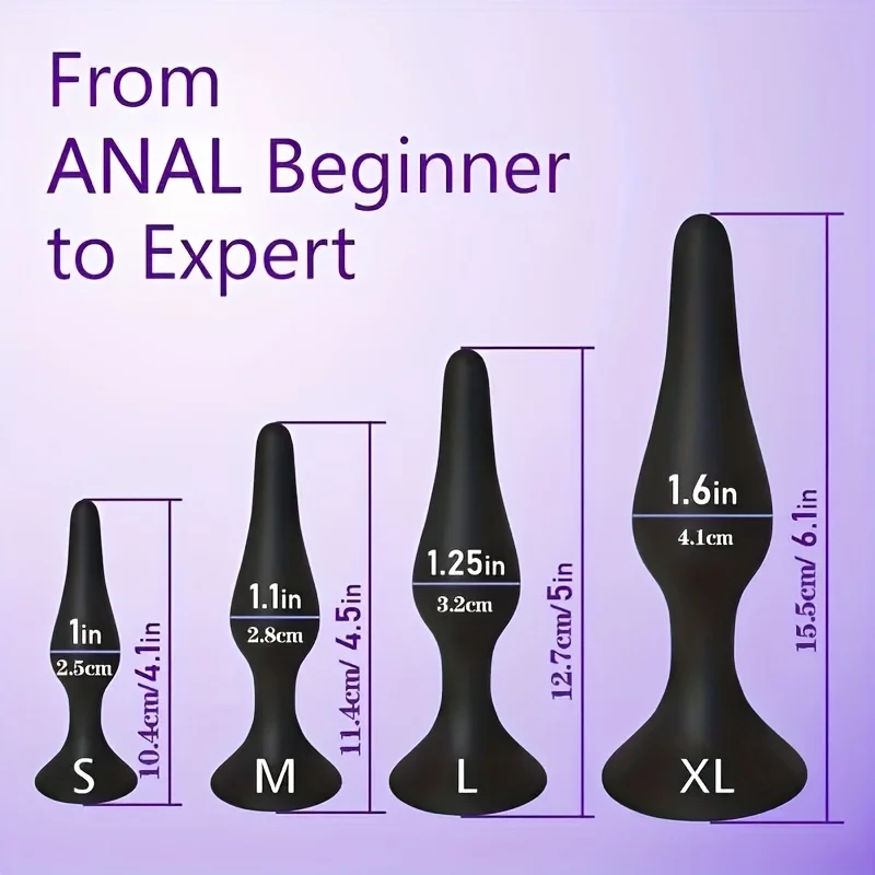 4-teiliges Silikon-Anal-Trainingsset – weicher, gewebter Stoff, perfekt für Anfänger und Fortgeschrittene Spieler, Anal-Buttplugs für Männer und Frauen