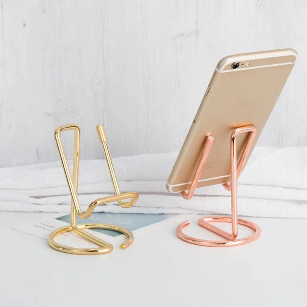 Decorative Business Card Holder One-line Forming Wrought Iron Smooth Surface Portable Phone Rack for Home