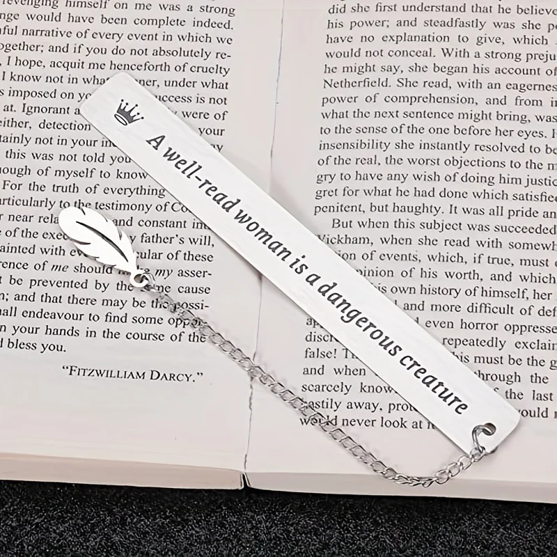 1pc Stainless Steel Lettering Slogan Bookmark for Pages Books Readers