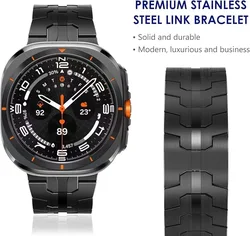 Stainless Steel Strap with Metal Butterfly Buckle for Smartwatch - Premium Wristband (Black)