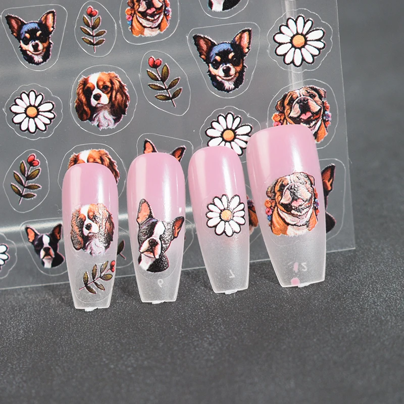 1PCS Bulldog, Corgi Nail Sticker, Multiple Dog Breed Nail Art Decoration Decals, Cat Women's Art Dress Up Accessories