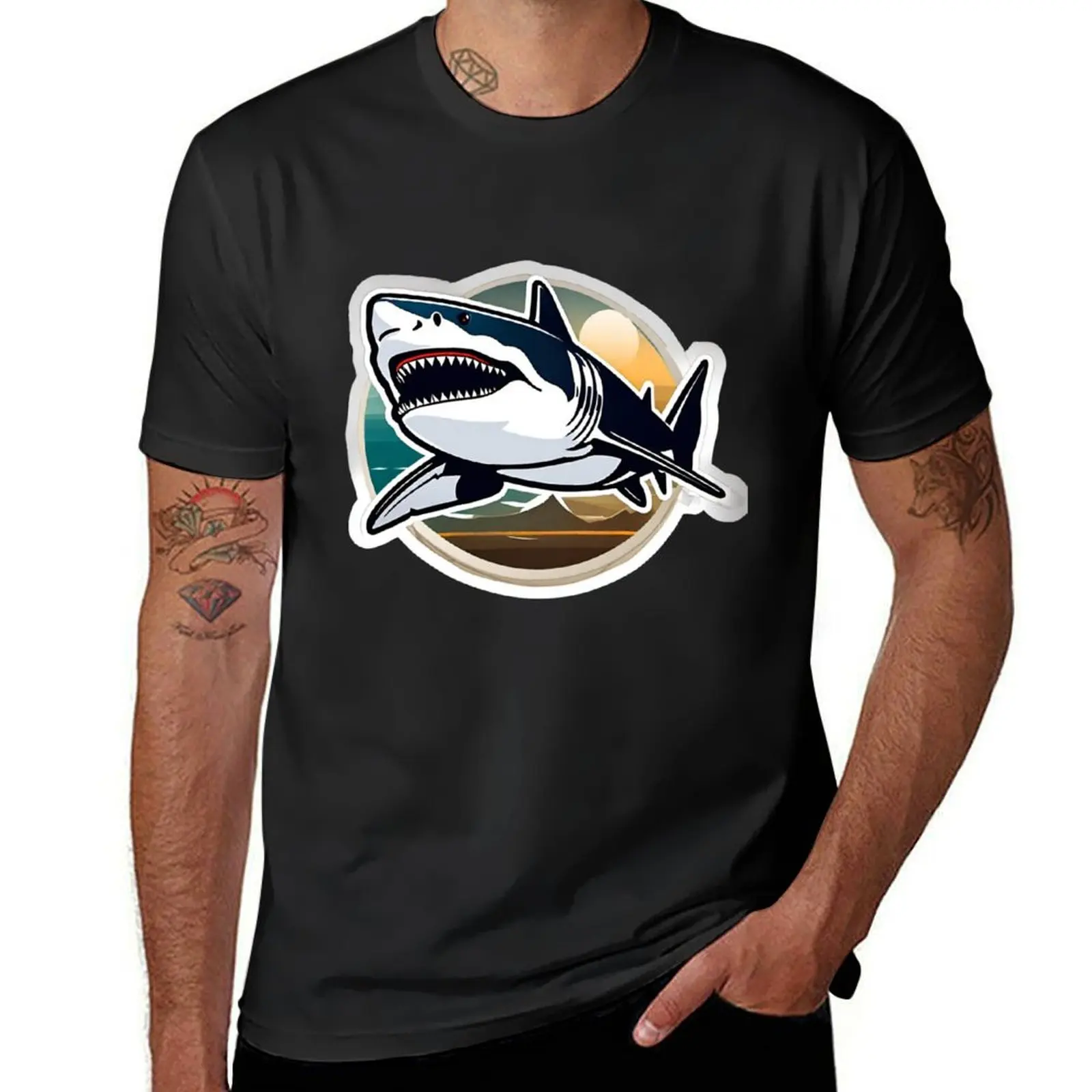 

Flying Shark T-Shirt vintage clothes customizeds black t-shirts for men