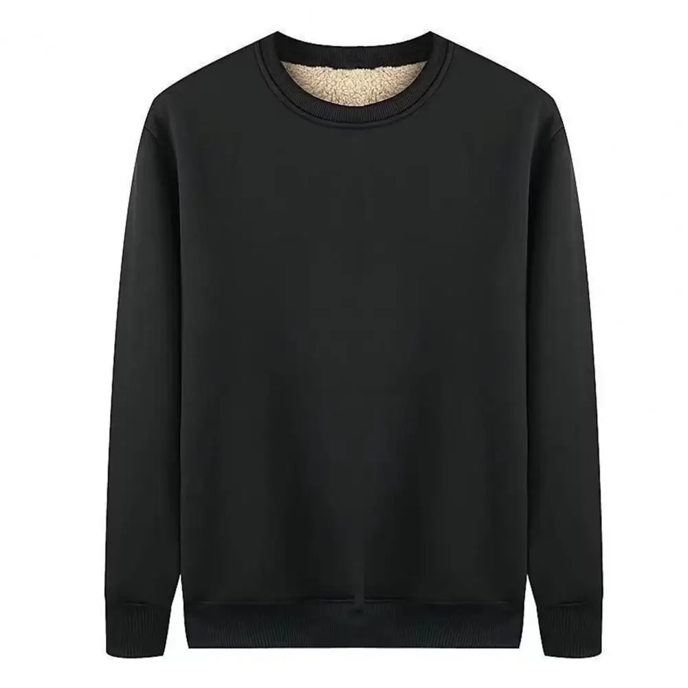 Winter Plush and Thick Lamb Meat Men's Round Neck Sweater Sports Casual Set Men's Solid Color Two-piece Set
