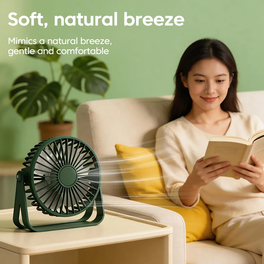 Compact 360° Adjustable USB Desk Fan