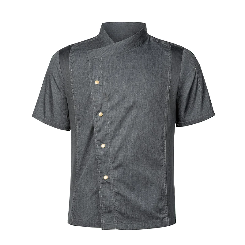 Cuisinier hôtel Restaurant cantine magasin de gâteaux café chemise Costume de cuisine Service alimentaire cuisine travail uniforme adulte gris Chef veste manteau