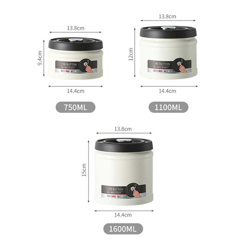 Coffee Bean Tank 750/1100/1600ML Stainless Steel Grain Tea Nut Keep Fresh Storage Box Kitchen Airtight Sealed