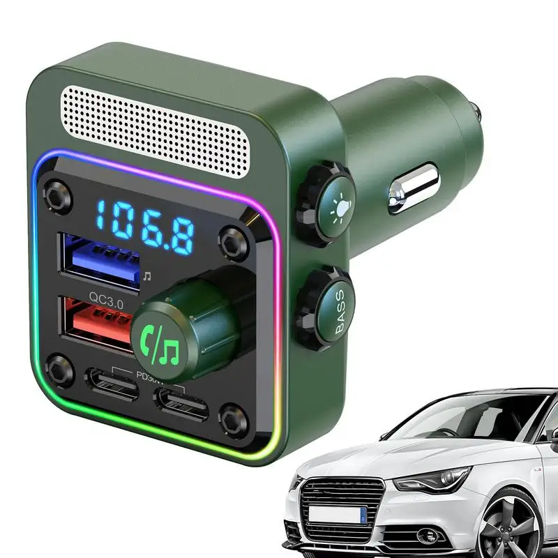 

Car FM Transmitter Wireless Music Stereo Adapter FM Transmitter Car Radio Receiver Fast Charging Multifunctional Compatible With