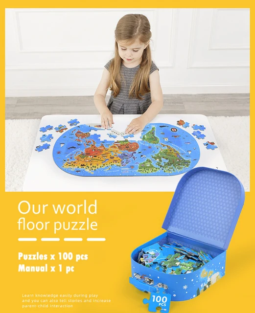 Puzzle carte du monde pour enfants, jouet éducatif, géométrique