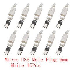 Premium USB Connectors Set: Versatile Assembly Adapter Kit for DIY Soldering and Repair (White Micro 6mm)