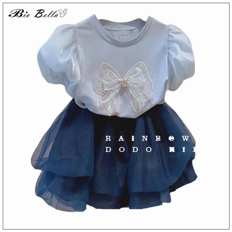 

Summer Girl Baby Clothes Soild Tutu Lace Skirt+TShirt 2-7 Years Kids Summer's Clothing Bowkent Princess Birthaday Outfits Suit