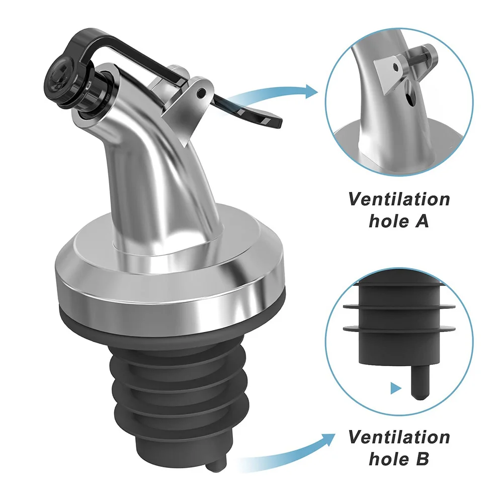Wine Pourers Wine Bottle Stoppers 2Pcs Oil Bottle Stopper Lock Plug Seal Leak-proof Food Grade