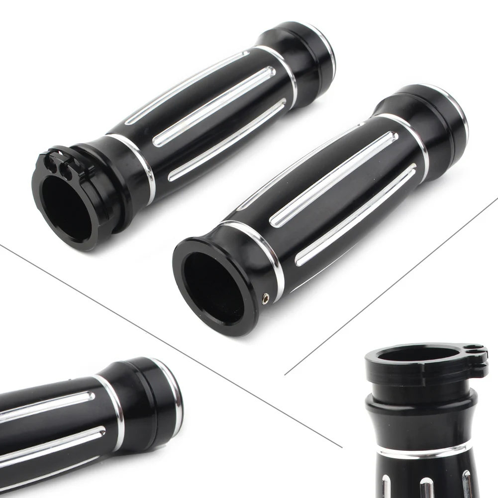

Motorbike Black CNC 1" Handle Bar Hand Grips For Harley Touring Softail Dyna Sportster XL XR 883 1200 1996-2017
