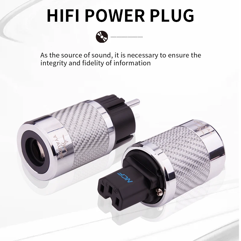 1Pair EU Power Plug IEC Audio Connector for Audiophile DIY Mains Cable Hi-End Carbon Fiber Rhodium Plated EU Version Power Plug