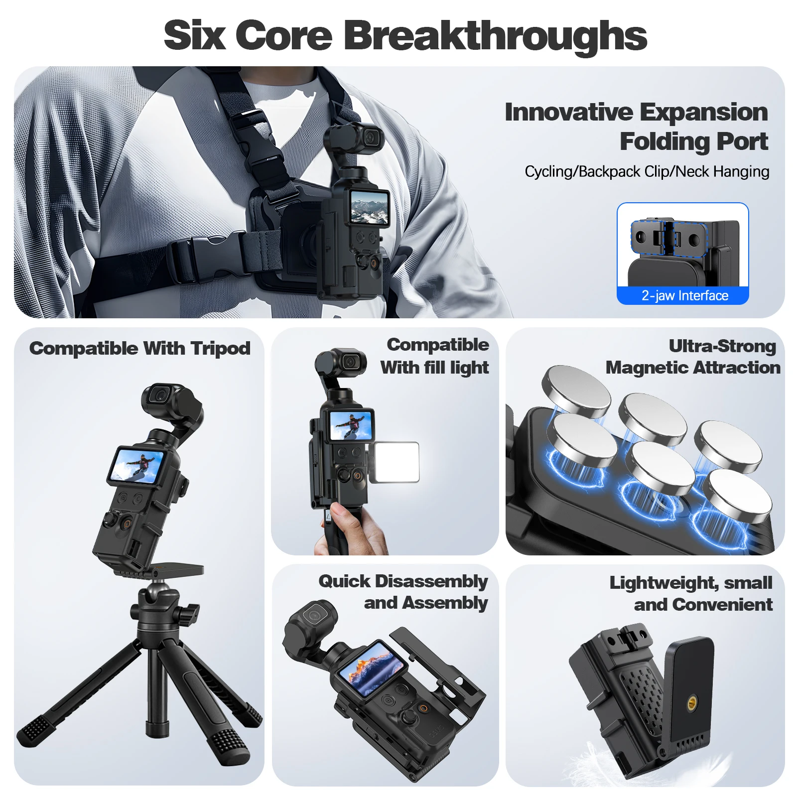 Magnetic Mount with 180° Adjustable Adapter Clamp and Suction Case Holder