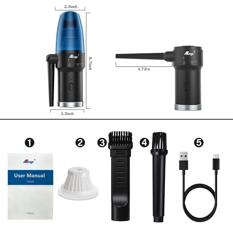 Air Duster Mini Desktop Vacuum Cleaner Handheld Vacuum Cleaner Wireless Compressed Air Duster Rechargeabl Cordless Auto Portable For Car Home Computer Keyboard Cleaner