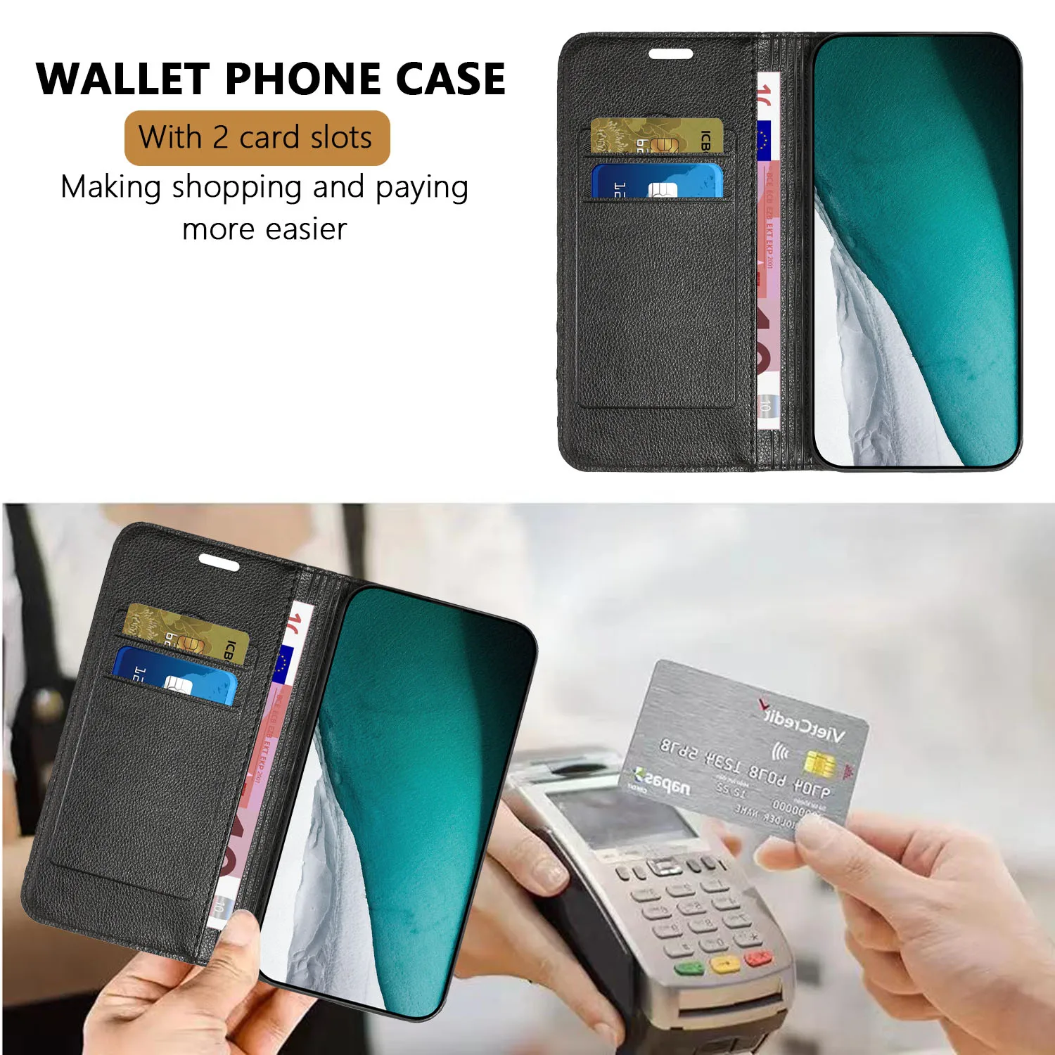 Luxury Magnetic Wallet Leather Flip Case - Leather Book Cover