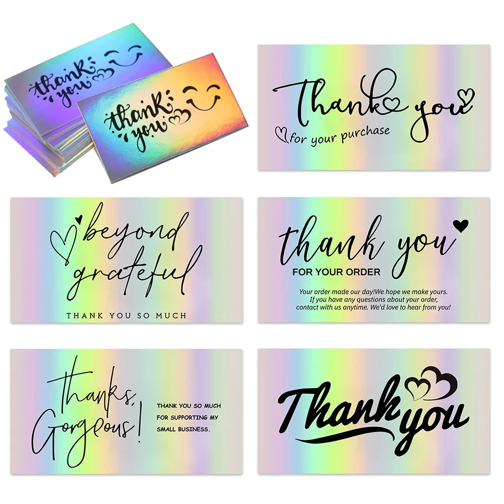

50pcs Thank You Card For Supporting Business Package Decoration "Gorgeous Thanks" Business Card Laser card Handmade With Love
